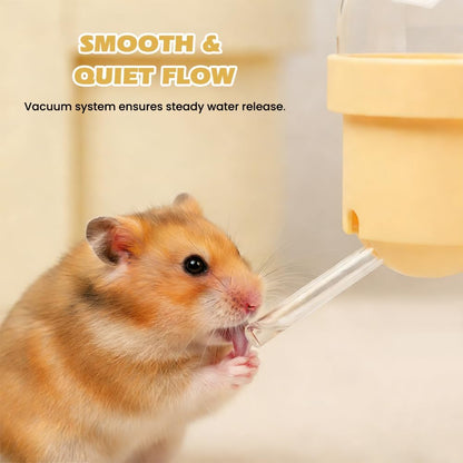 Hamster Water Bottle with Magnetic Holder for Glass Tanks, Vacuum-Sealed Leak-Proof Adjustable Hamster Water Bottle for Syrian Dwarf Hamsters, Gerbils & Other Small Rodents (Yellow)