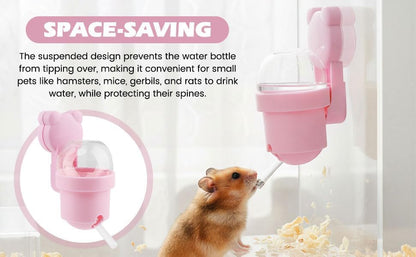 Hamster Water Bottle with Magnetic Holder for Glass Tanks, Vacuum-Sealed Leak-Proof Adjustable Hamster Water Bottle for Syrian Dwarf Hamsters, Gerbils & Other Small Rodents (Yellow)