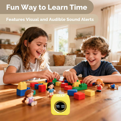 Timer Pomodoro - Productivity Pomodoro Cube, 5/10/25/50 Min Countdown & Countup, Silent – for Work Study Workout Kitchen School Classroom Office ADHD Gift Kids (1, Yellow)