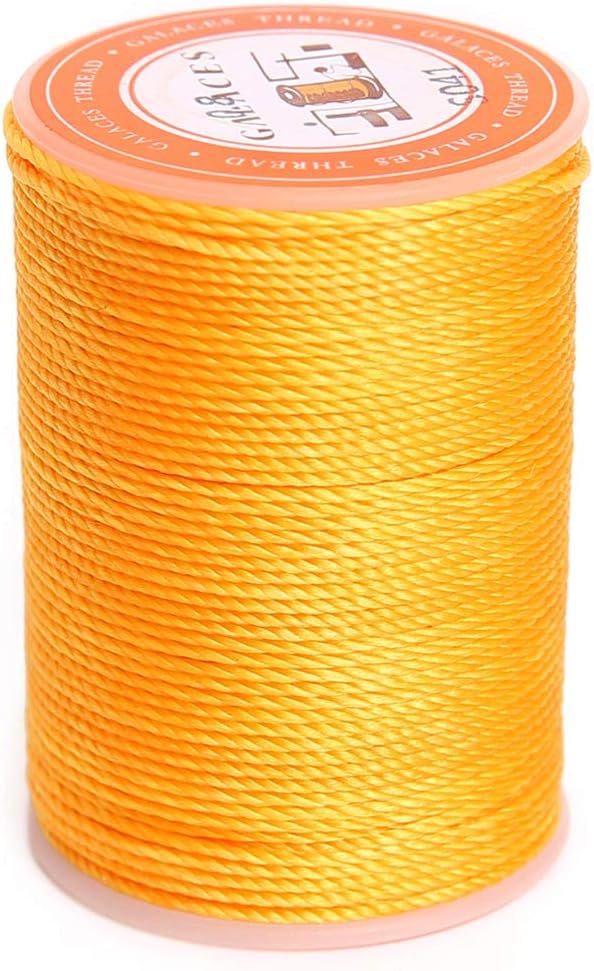 Waxed Polyester Cord Wax-Coated Strings Waterproof Round Wax Coated Thread for Braided Bracelets DIY Accessories or Leather Sewing (Yellow)