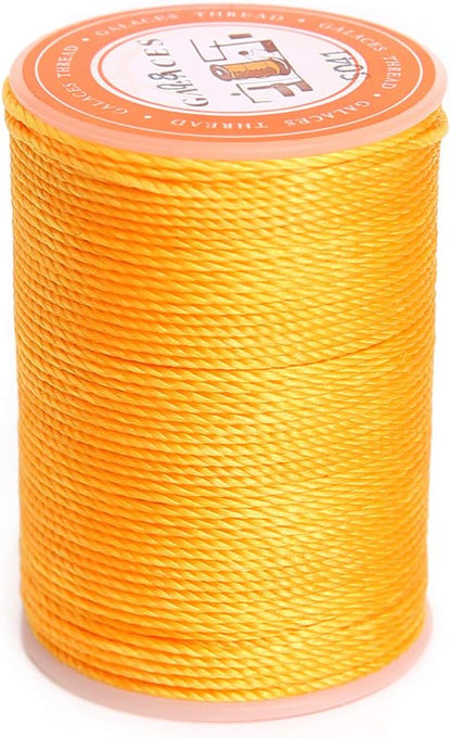 Waxed Polyester Cord Wax-Coated Strings Waterproof Round Wax Coated Thread for Braided Bracelets DIY Accessories or Leather Sewing (Yellow)