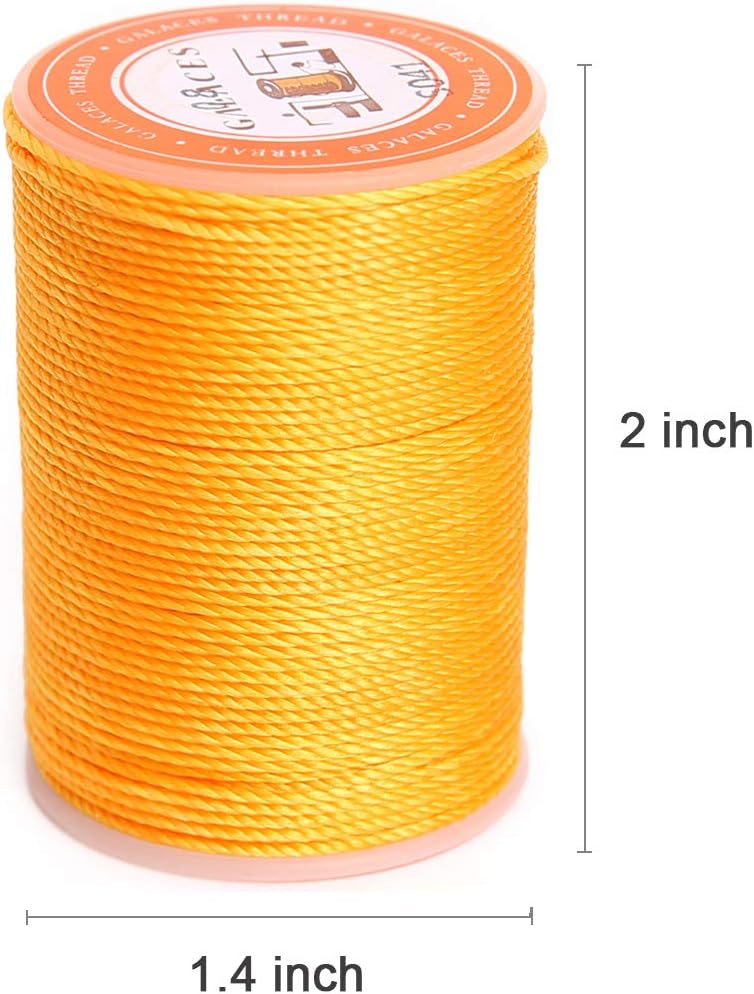 Waxed Polyester Cord Wax-Coated Strings Waterproof Round Wax Coated Thread for Braided Bracelets DIY Accessories or Leather Sewing (Yellow)
