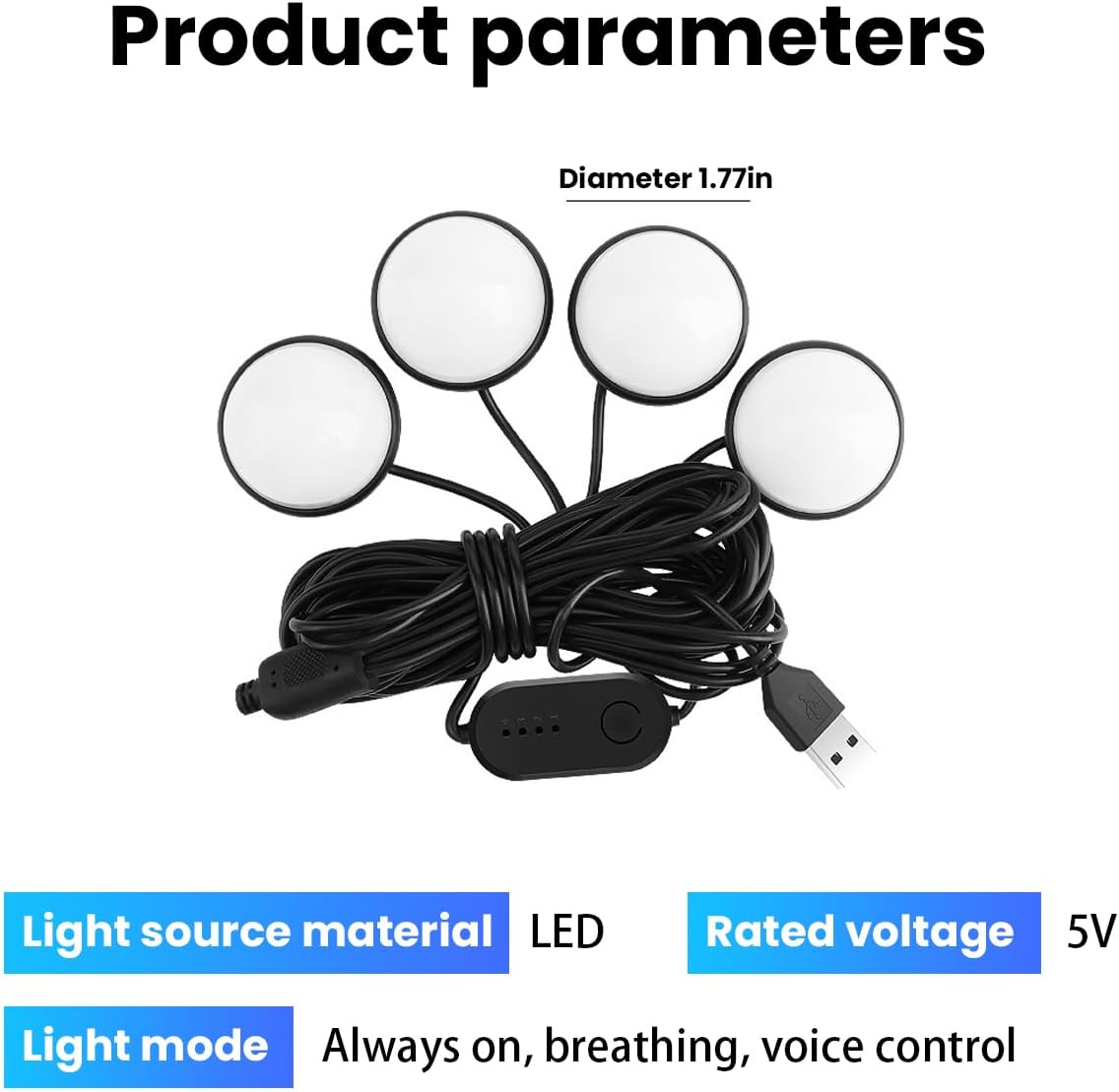 Car Interior LED Lights, Neon Light Kit with USB Port, Yellow | 4 in 1 Car Ambient Neon Light Kit with USB Port, Interior LED Atmosphere Lights, Decoration for Car Home Garden Party