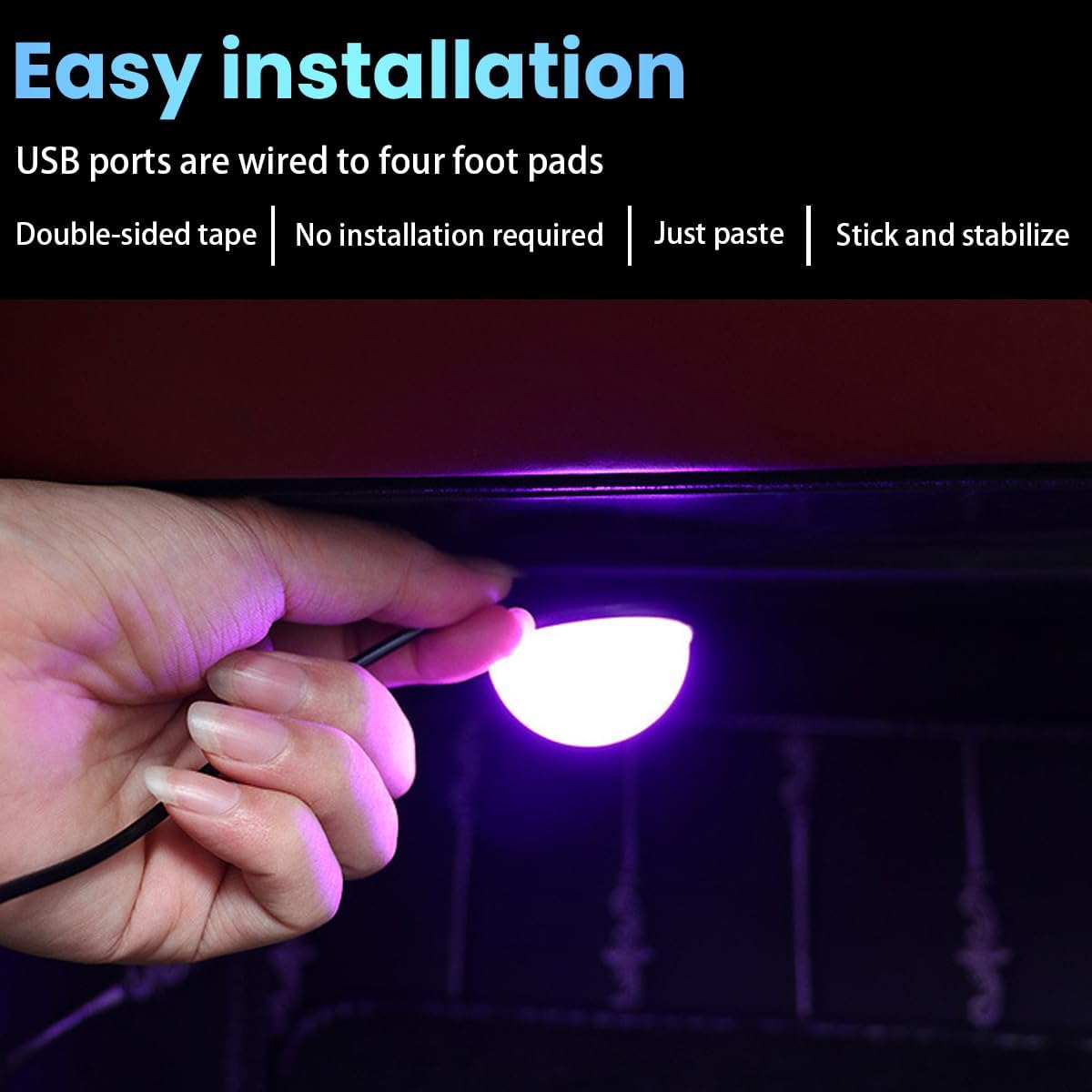 Car Interior LED Lights, Neon Light Kit with USB Port, Yellow | 4 in 1 Car Ambient Neon Light Kit with USB Port, Interior LED Atmosphere Lights, Decoration for Car Home Garden Party