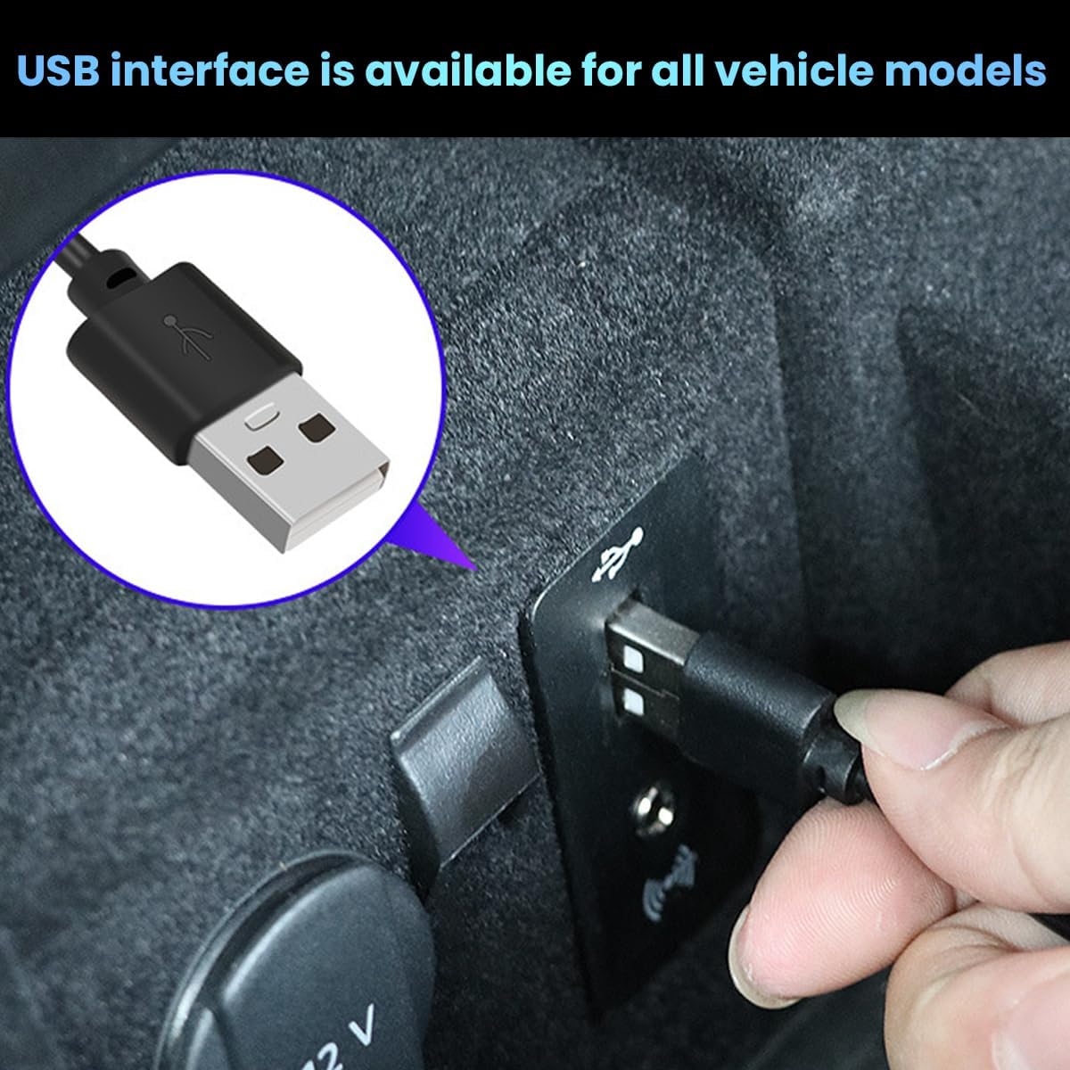 Car Interior LED Lights, Neon Light Kit with USB Port, Yellow | 4 in 1 Car Ambient Neon Light Kit with USB Port, Interior LED Atmosphere Lights, Decoration for Car Home Garden Party