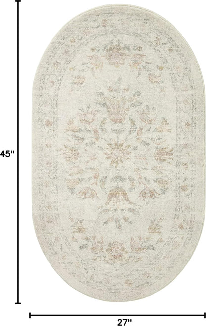 Rifle Paper Co. Courtyard Collection COU-01 Yellow/Multi 2'-3" x 3'-9" Oval Accent Rug feat. CloudPile