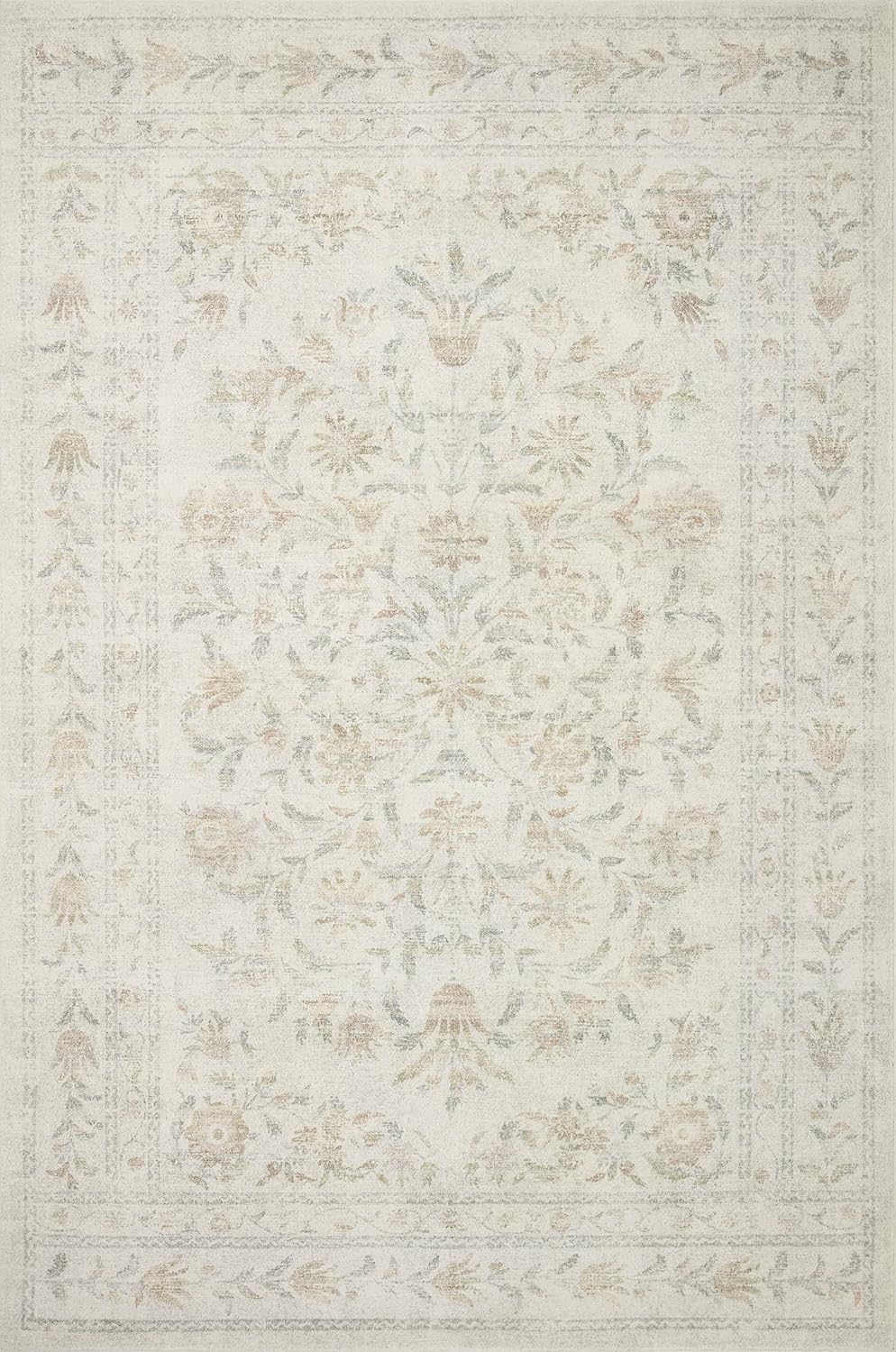 Rifle Paper Co. Courtyard Collection COU-01 Yellow/Multi 2'-3" x 3'-9" Oval Accent Rug feat. CloudPile