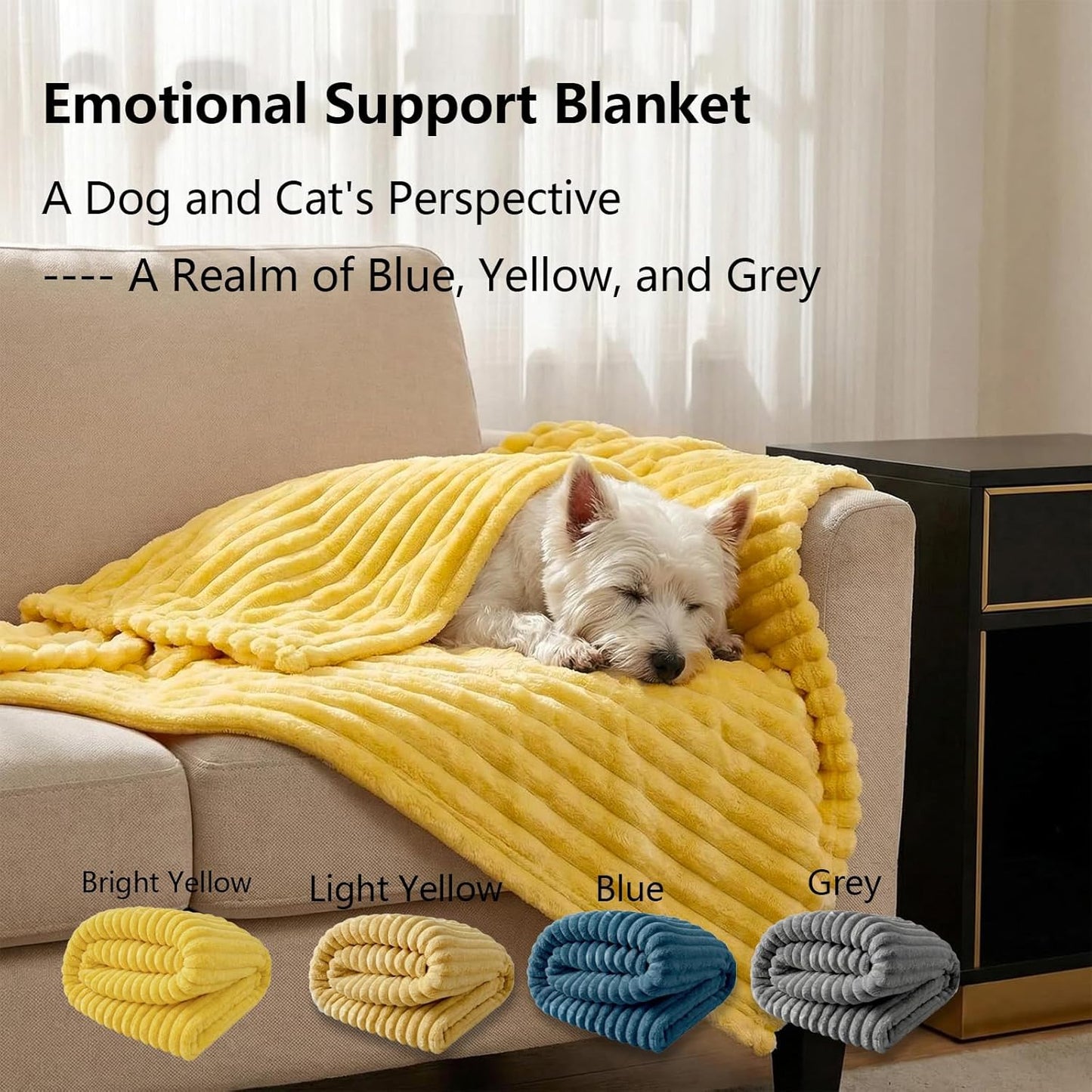 Yellow Dog Blanket, Emotional Support Blanket Yellow, Dog Security Blanket, Designed for Pets, Bed, Crate & Car, Machine Washable for Dogs & Cats Daily Use (Bright Yellow, 70*100cm/ 27.55*39.37in)