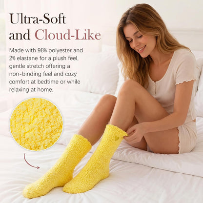 2 Pairs Cozy Fuzzy Socks for Women Cloud Socks | Gift Box Set with Ultra-Soft Sleep Socks, Care Package, Spa Gifts and Birthday Gifts for Women