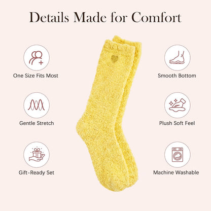 2 Pairs Cozy Fuzzy Socks for Women Cloud Socks | Gift Box Set with Ultra-Soft Sleep Socks, Care Package, Spa Gifts and Birthday Gifts for Women