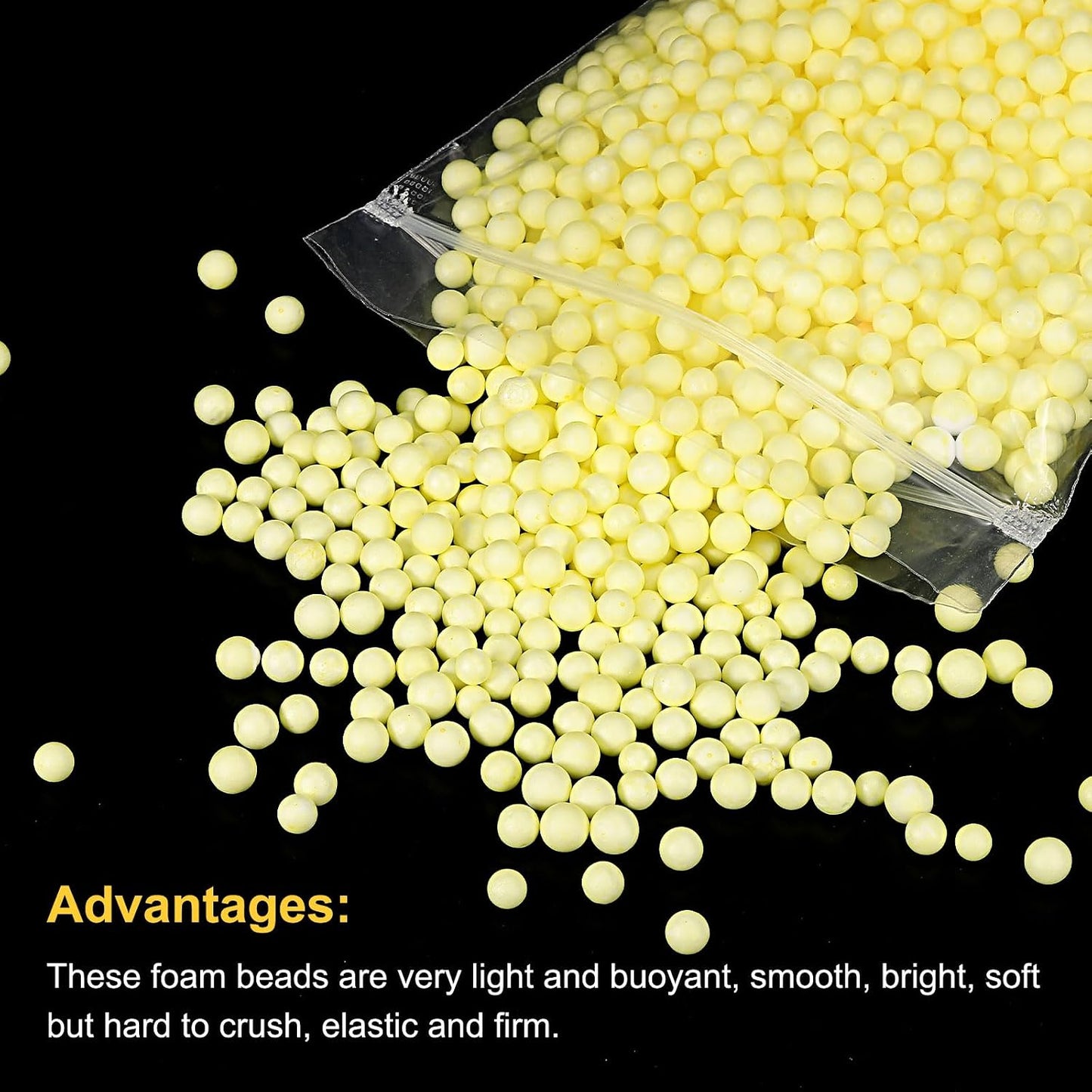 Foam Beads Foam Balls 7-9mm for Wedding and Party Decorations, Tiny Packing Balls, Arts DIY Crafts Supplies (Pale Yellow,1 Pack Approx 750pcs)
