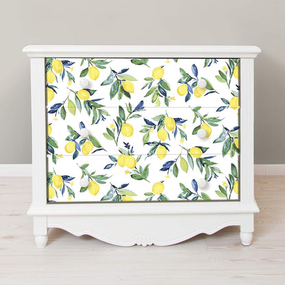 Lemon Drop Peel and Stick Wallpaper, Yellow Lemon Botanical Removable Contact Paper for Walls, Self Adhesive Wall Covering for Bedroom Living Room Accent Wall
