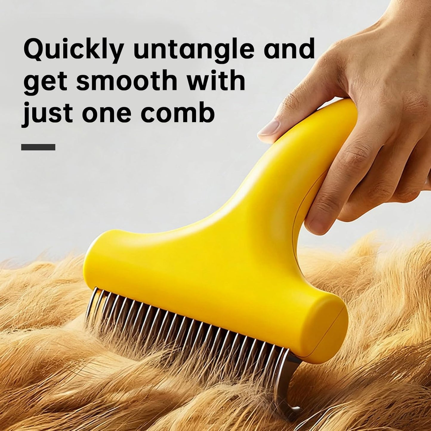 3 PCS Pet Grooming Brush Kit Shedding Tool for Dogs and Cats | Self cleaning deshedding dematting comb, flea comb and bath brush removes loose hair tangles for all coated pets(yellow)