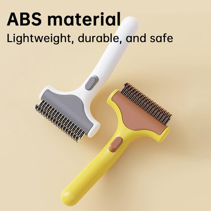 3 PCS Pet Grooming Brush Kit Shedding Tool for Dogs and Cats | Self cleaning deshedding dematting comb, flea comb and bath brush removes loose hair tangles for all coated pets(yellow)