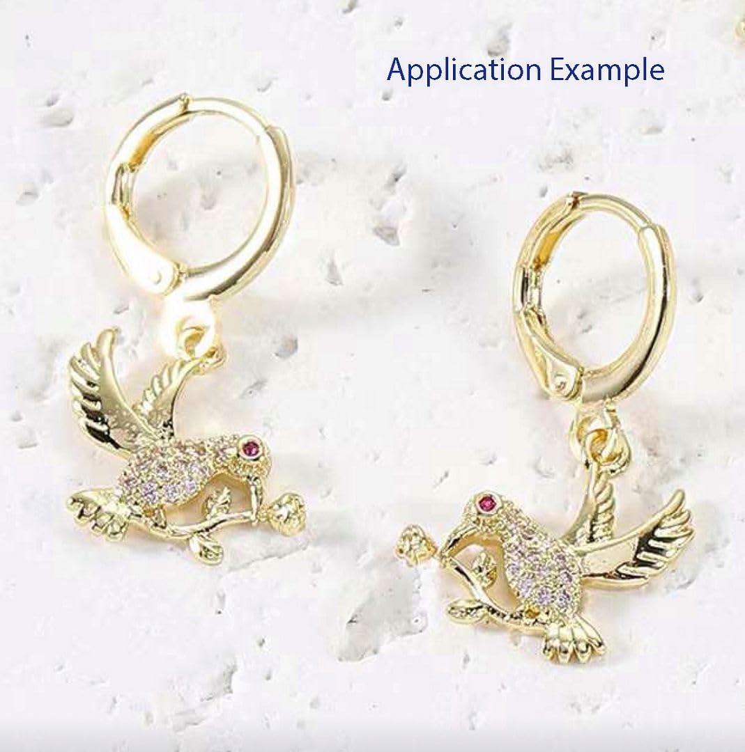 50pcs Adabele Tarnish Resistant Gold Round Huggie Earring Hooks 14mm | 18K Yellow Gold Plated Hinged Hoop Ear Wire, Open Loops to Attach Charms Gemstones Dangles Craft Earrings Jewelry Making