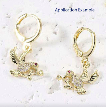 50pcs Adabele Tarnish Resistant Gold Round Huggie Earring Hooks 14mm | 18K Yellow Gold Plated Hinged Hoop Ear Wire, Open Loops to Attach Charms Gemstones Dangles Craft Earrings Jewelry Making