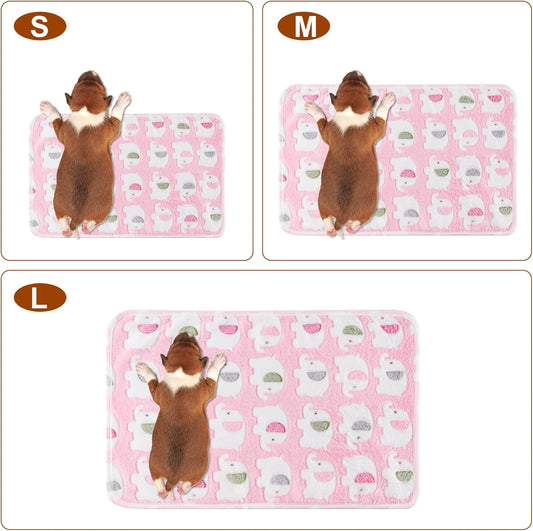 1 Pack 3 Blankets for Dog Puppy Cat (Small 23x16'', Pink, Yellow, Blue) | Super Soft Fluffy Premium Fleece Pet Blanket Flannel Paw Printed Throw