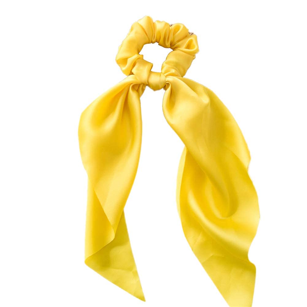 Yellow Bow Scrunchies, Satin Ribbon Ponytail Hair Tie, Rope Scrunchies,Hair Bows, Elastic Band, Bands Elastics Accessories