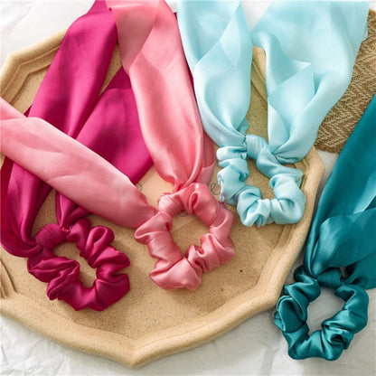 Yellow Bow Scrunchies, Satin Ribbon Ponytail Hair Tie, Rope Scrunchies,Hair Bows, Elastic Band, Bands Elastics Accessories