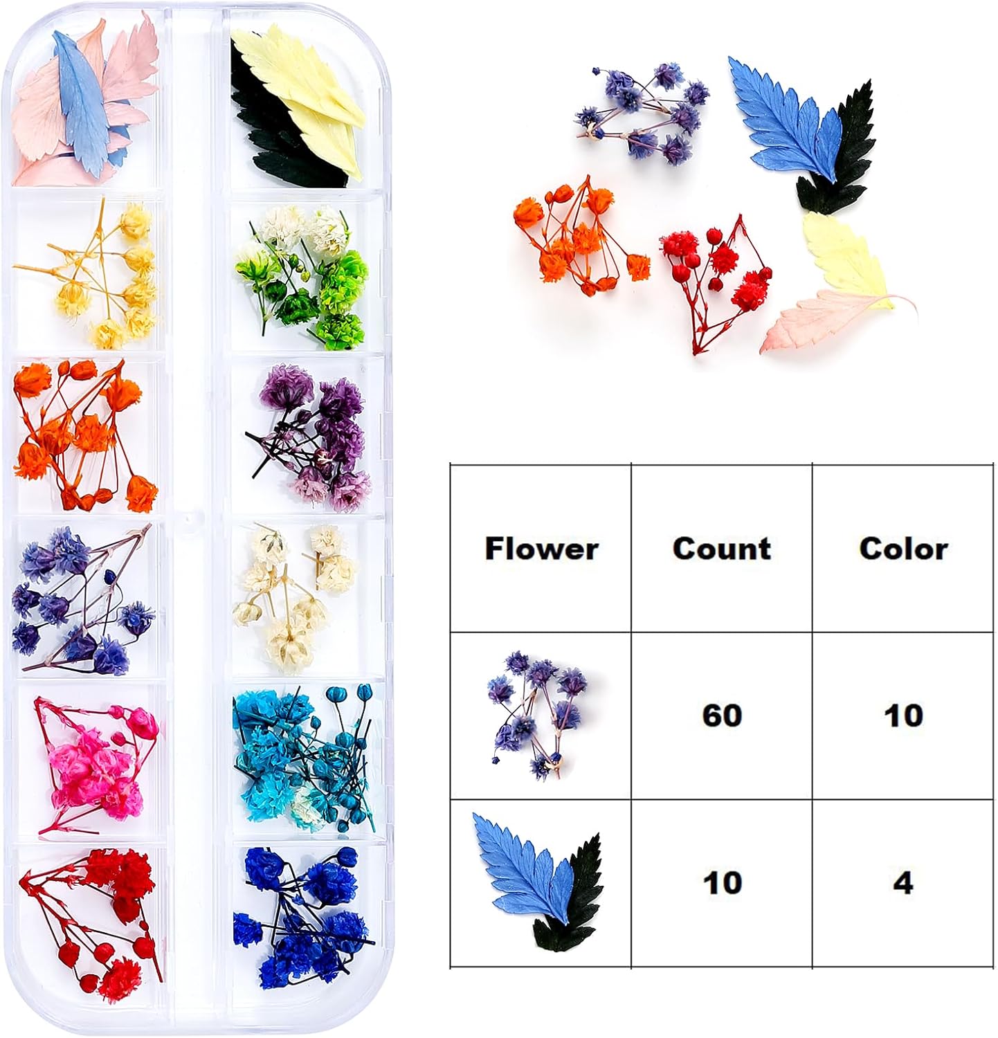 Dried Flowers for Nail Art Resin Jewelry Crafts - Natural Small Mini Tiny Pressed Real Dry Flower Sets