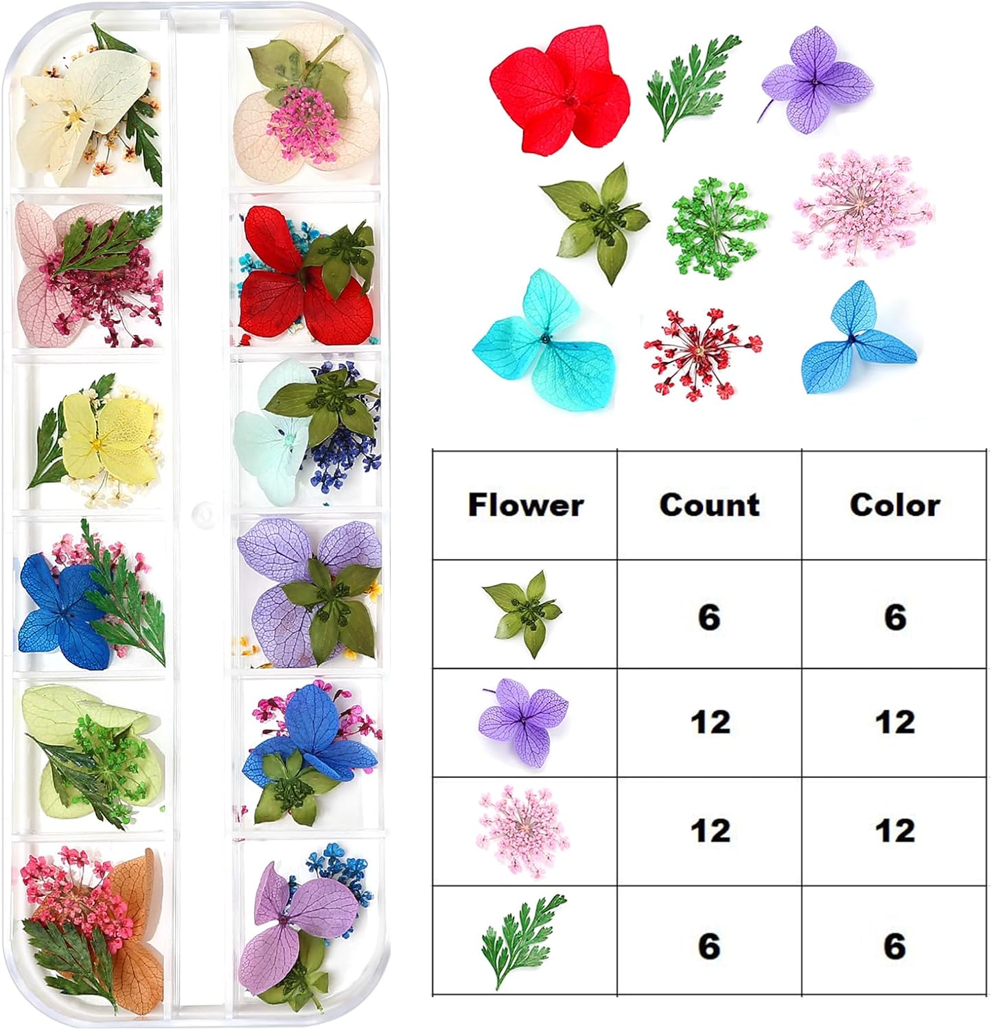 Dried Flowers for Nail Art Resin Jewelry Crafts - Natural Small Mini Tiny Pressed Real Dry Flower Sets