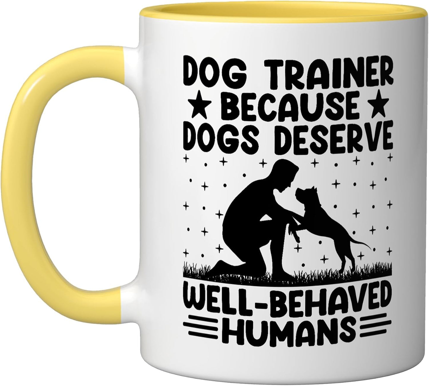 Dog Trainer Dog Training Training Dogs Pet Care Professional Ceramic Mug, Yellow/White, 11oz