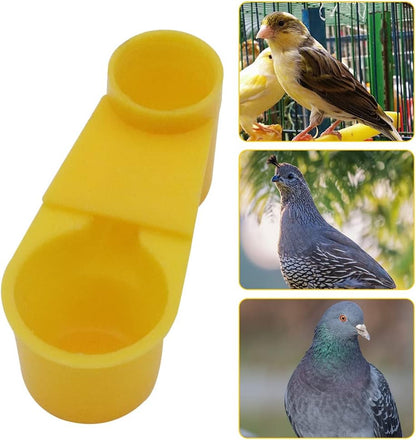 12Pcs Automatic Bird Waterer Cups Poultry Waterer Cage Feeder | Plastic Water Bottle Cup for Chickens Pigeons Parrots Doves Quail, Auto Fill, Easy Clean, for Cage Use (Yellow)
