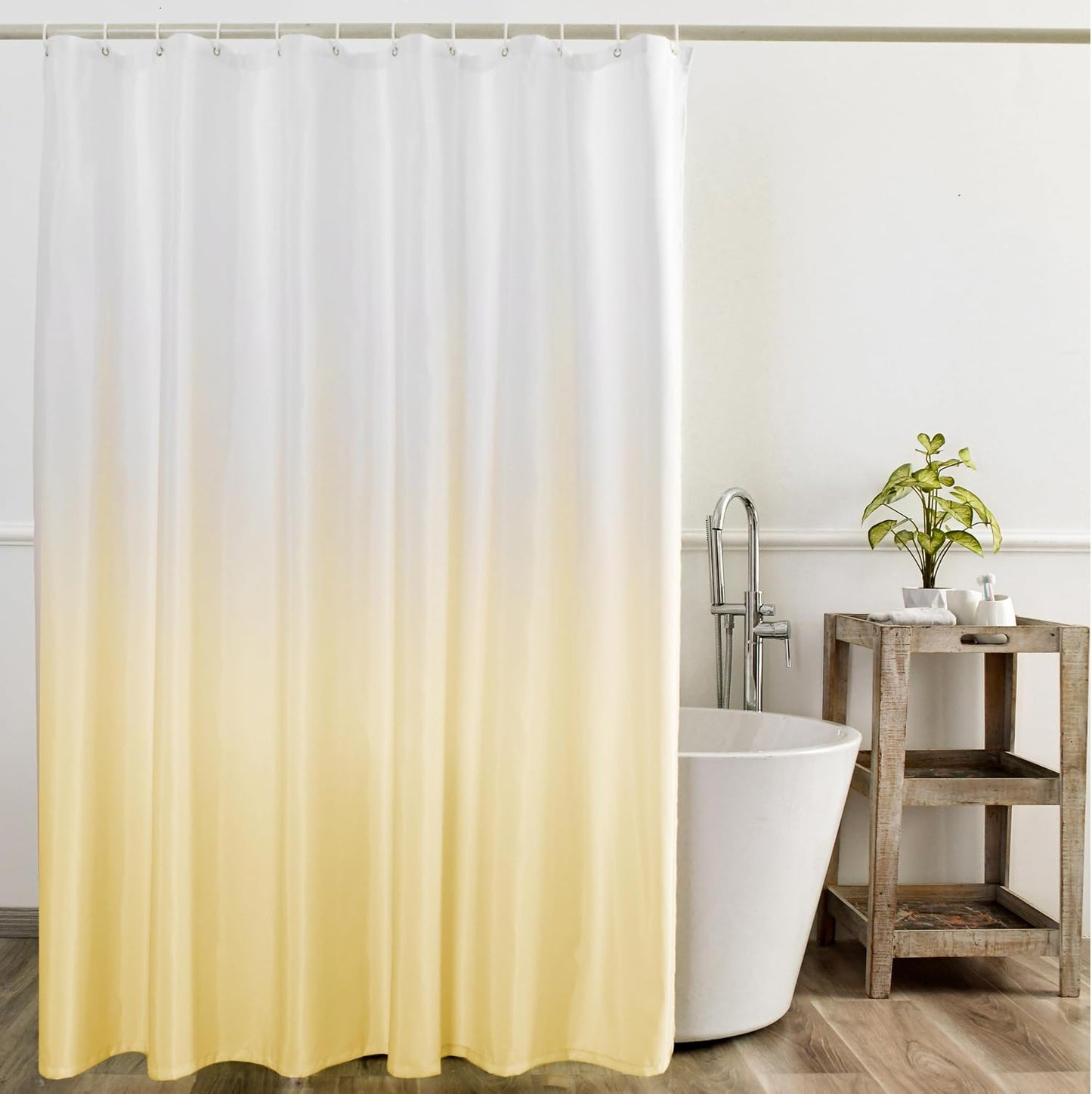 Yellow Ombre Shower Curtain Sets for Bathroom Accessories Fabric Polyester Waterproof Modern Shower Curtain Liner with 12 Hooks W72xL72