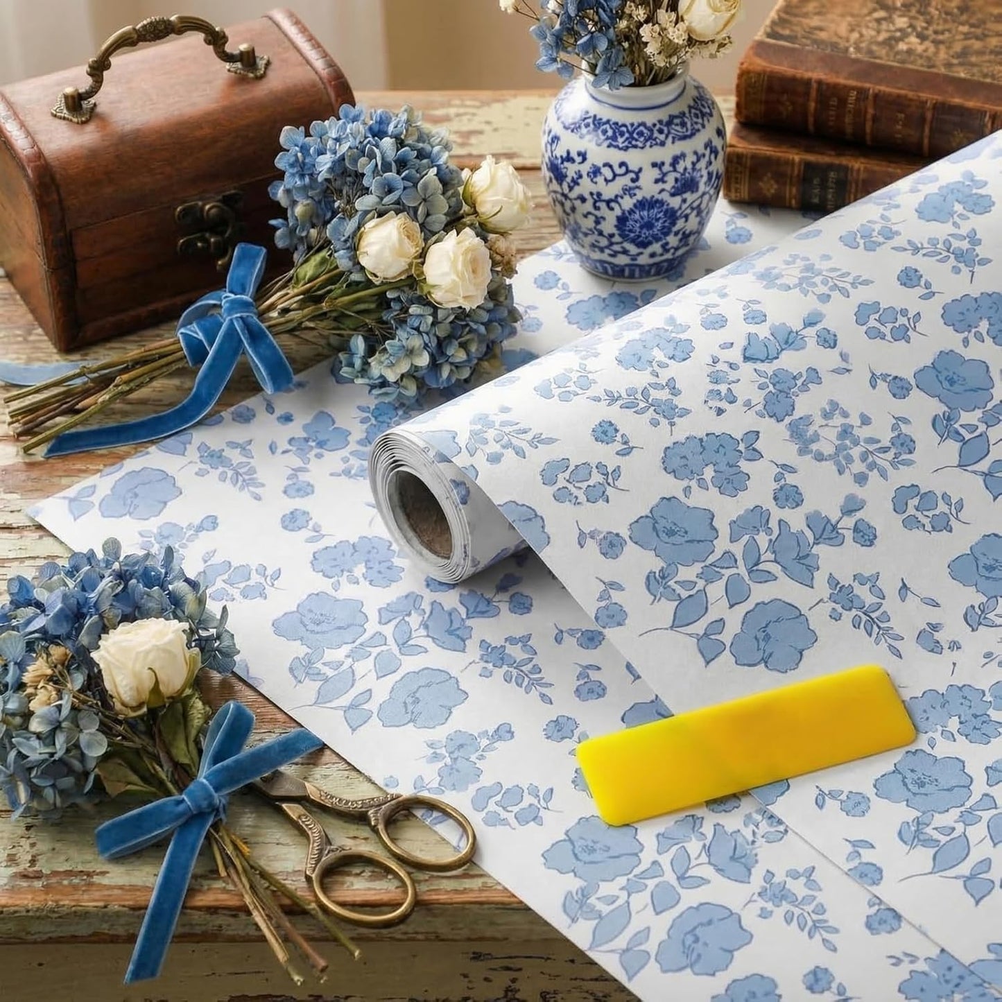 Amalfi Coast Wallpaper Peel and Stick Contact Paper 15.8 x 118.1in Capri Lemon Wallpaper Self Adhesive Removable Blue and Yellow Wall Sticker Paper for Home Classroom Locker Dorm Decor