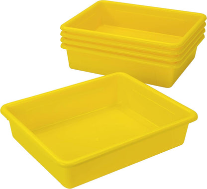 Letter Size Flat Storage Tray – Organizer Bin for Classroom, Office and Home, Yellow, 5-Pack (62519A05C)