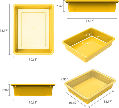Letter Size Flat Storage Tray – Organizer Bin for Classroom, Office and Home, Yellow, 5-Pack (62519A05C)