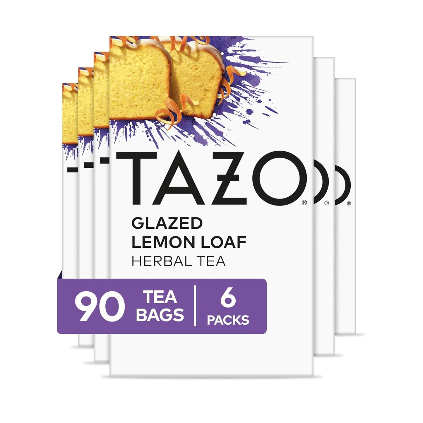 Dessert Delights Glazed Lemon Loaf Herbal Tea Bags, Aromatic Blend, Caffeine-Free, 90 Total Tea Bags (15ct - Pack of 6)