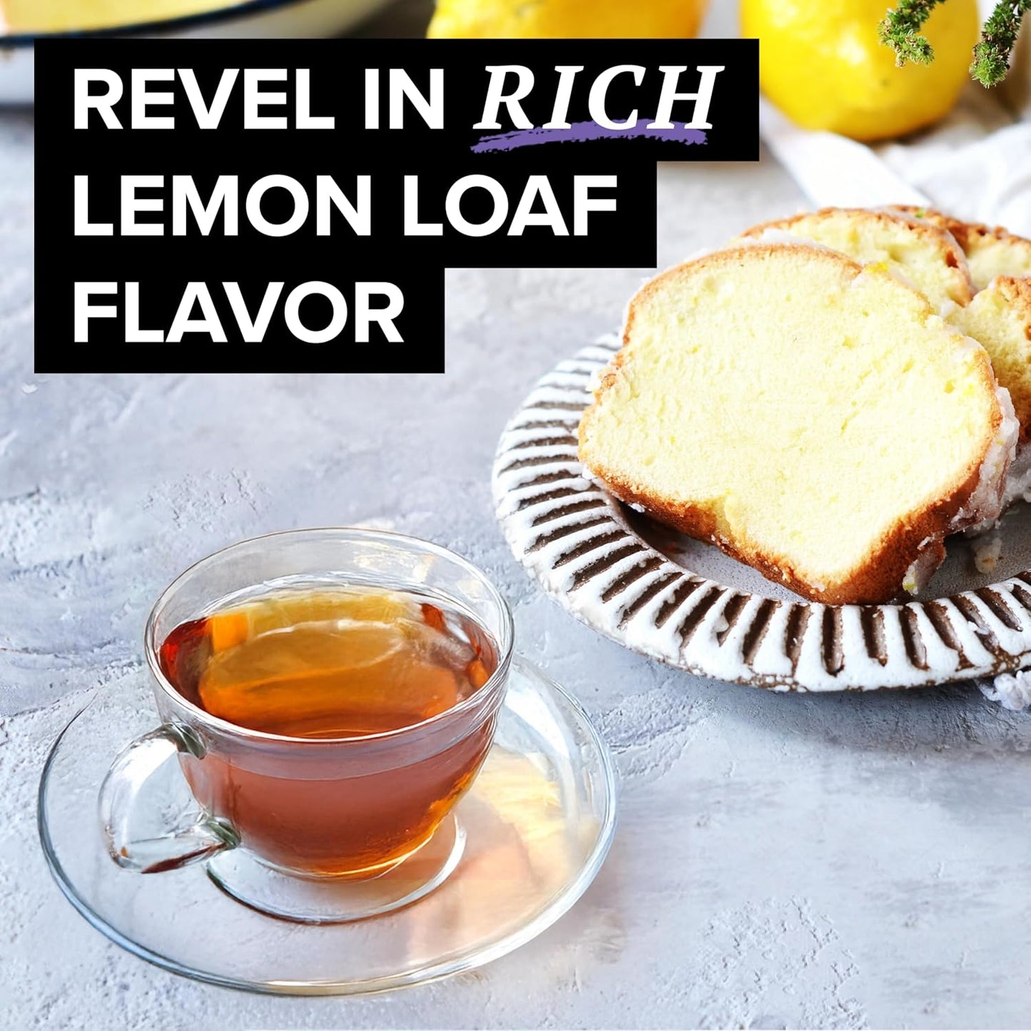 Dessert Delights Glazed Lemon Loaf Herbal Tea Bags, Aromatic Blend, Caffeine-Free, 90 Total Tea Bags (15ct - Pack of 6)