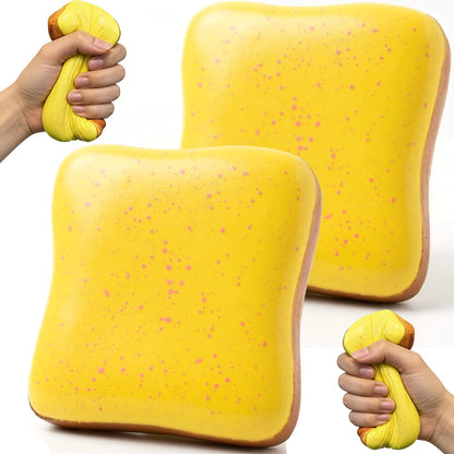 Butter Bread Squishy, Sensory Fidget Toys for Adults & Teens ADHD Anxiety Relief, Realistic Bread Squishies with Butter Scent, Fun Party Favors & Stocking Stuffers Gift (Yellow+Yellow)