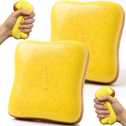 Butter Bread Squishy, Sensory Fidget Toys for Adults & Teens ADHD Anxiety Relief, Realistic Bread Squishies with Butter Scent, Fun Party Favors & Stocking Stuffers Gift (Yellow+Yellow)