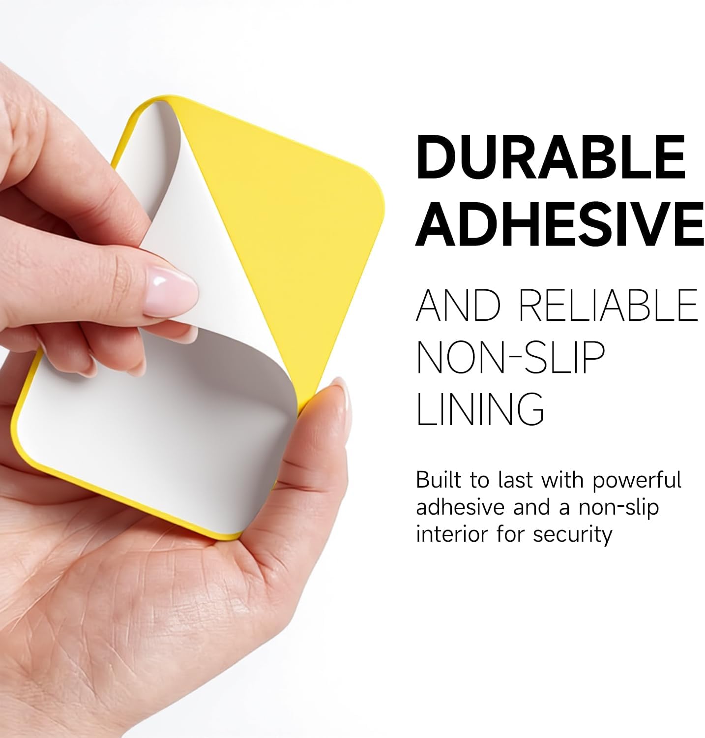 Phone Wallet Stick On, Slim Thin Adhesive ID Credit Card Holder Wallet Pocket Back of Phone Case, Hard Shell Plastic Sleeve Sticky Card Wallets Pouch for iPhone Samsung Pixel, Yellow