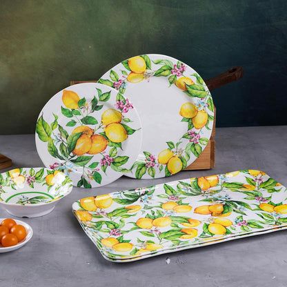 Melamine Lemon Large Rectangular Serving Tray/Platters Set of 2, 17.5" x 10", 2-Piece Melamine Platters Serving Set,Dishwasher Safe
