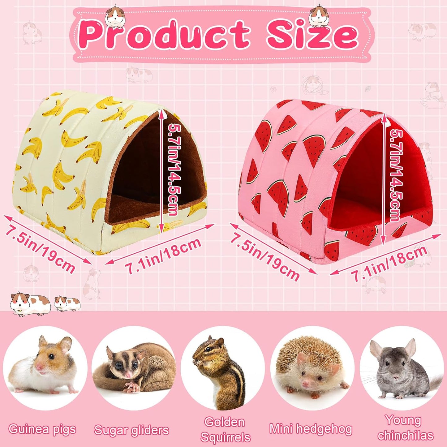 2 Pack Guinea Pig Bed,Guinea Pig Hideout | Washable Small Animal House Cage Accessories,for Dwarf Rabbits Chinchillas Hamsters Hedgehogs
