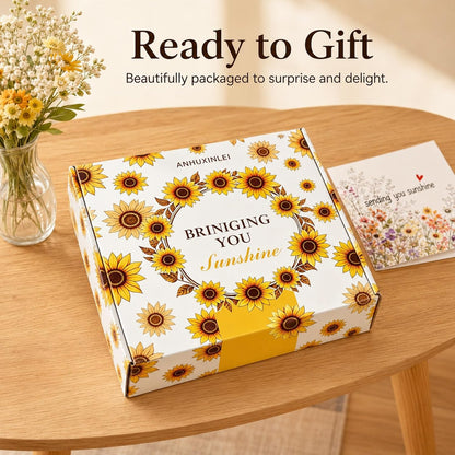 Sunflower Gifts for Women Birthday, 11Pcs Get Well Care Box | Ready-to-Give Sunshine Care Box with Cozy Blanket, Ceramic Mug, Lavender Candle and Spa Essentials