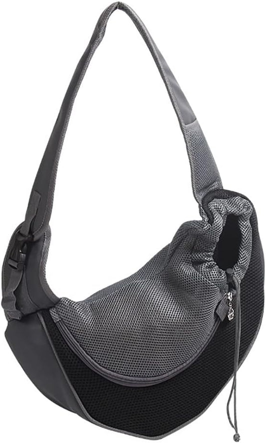 Dog Sling Carrier for Small Dogs Cat Puppy Crossbody Bag Carrier | Hands-Free, Safety Hook, Large Zipper Pocket, Soft Breathable Mesh, Adjustable Strap, Reflective Strip, Portable Travel Safe