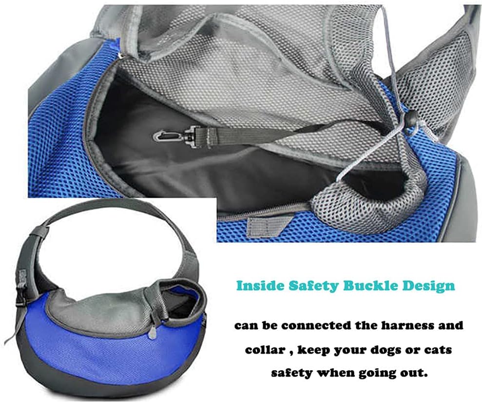 Dog Sling Carrier for Small Dogs Cat Puppy Crossbody Bag Carrier | Hands-Free, Safety Hook, Large Zipper Pocket, Soft Breathable Mesh, Adjustable Strap, Reflective Strip, Portable Travel Safe