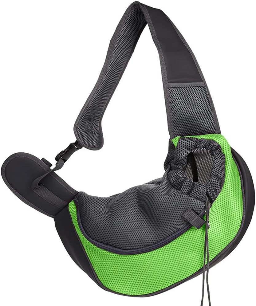 Dog Sling Carrier for Small Dogs Cat Puppy Crossbody Bag Carrier | Hands-Free, Safety Hook, Large Zipper Pocket, Soft Breathable Mesh, Adjustable Strap, Reflective Strip, Portable Travel Safe