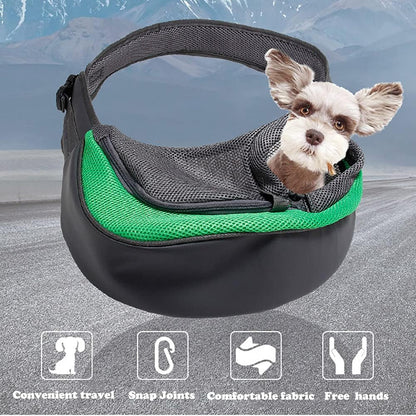 Dog Sling Carrier for Small Dogs Cat Puppy Crossbody Bag Carrier | Hands-Free, Safety Hook, Large Zipper Pocket, Soft Breathable Mesh, Adjustable Strap, Reflective Strip, Portable Travel Safe
