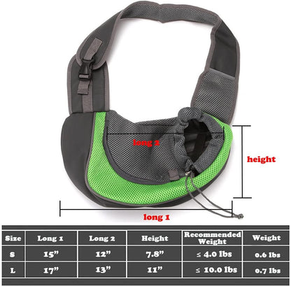 Dog Sling Carrier for Small Dogs Cat Puppy Crossbody Bag Carrier | Hands-Free, Safety Hook, Large Zipper Pocket, Soft Breathable Mesh, Adjustable Strap, Reflective Strip, Portable Travel Safe