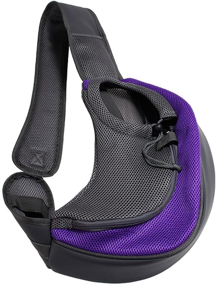 Dog Sling Carrier for Small Dogs Cat Puppy Crossbody Bag Carrier | Hands-Free, Safety Hook, Large Zipper Pocket, Soft Breathable Mesh, Adjustable Strap, Reflective Strip, Portable Travel Safe