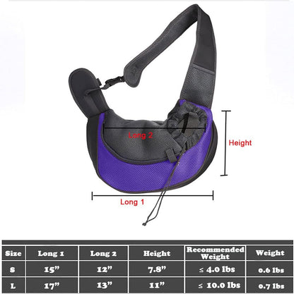 Dog Sling Carrier for Small Dogs Cat Puppy Crossbody Bag Carrier | Hands-Free, Safety Hook, Large Zipper Pocket, Soft Breathable Mesh, Adjustable Strap, Reflective Strip, Portable Travel Safe