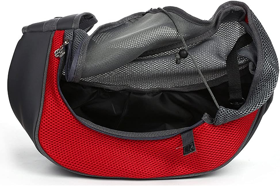 Dog Sling Carrier for Small Dogs Cat Puppy Crossbody Bag Carrier | Hands-Free, Safety Hook, Large Zipper Pocket, Soft Breathable Mesh, Adjustable Strap, Reflective Strip, Portable Travel Safe