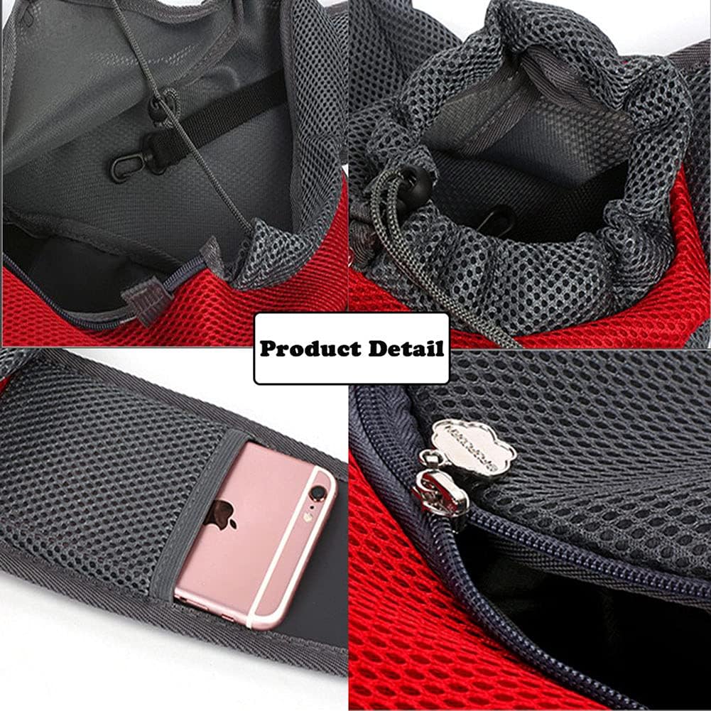 Dog Sling Carrier for Small Dogs Cat Puppy Crossbody Bag Carrier | Hands-Free, Safety Hook, Large Zipper Pocket, Soft Breathable Mesh, Adjustable Strap, Reflective Strip, Portable Travel Safe