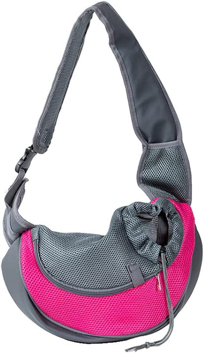 Dog Sling Carrier for Small Dogs Cat Puppy Crossbody Bag Carrier | Hands-Free, Safety Hook, Large Zipper Pocket, Soft Breathable Mesh, Adjustable Strap, Reflective Strip, Portable Travel Safe