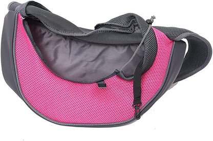 Dog Sling Carrier for Small Dogs Cat Puppy Crossbody Bag Carrier | Hands-Free, Safety Hook, Large Zipper Pocket, Soft Breathable Mesh, Adjustable Strap, Reflective Strip, Portable Travel Safe